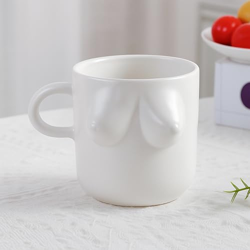 Keramik-Kaffeetasse mit Griff - Künstlerische Tasse, Einzigartiger Espressobecher mit Body-Art Design, Lustige Design-Tasse für Kaffee oder Tee,Porzellantasse als Dekoration oder Geschenk (B, Weiß)