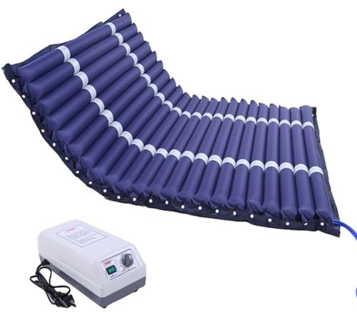 Materasso Antidecubito, Larghezza 120cm, Materasso a Pressione Alternata con Pompa Silenziosa e Impermeabile, Materasso Antidecubito ad Aria Prevenzione del Decubito e Trattamento, 195*120*10cm, blu