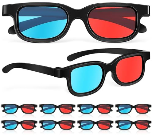 FOMIYES Gafas 3d rojo azul, 10 Piezas Ultraligeras y Cómodas, Tamaño, lentes 3d para Ver Películas en Casa y Cine Uso Familiar Niños Y Monitores De Computadora