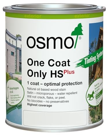 Osmo One Coat Only HS Plus 9251 Transparent Mountain Blue 750ml – High Coverage Exterior Wood Stain for Cladding & Fencing – One Coat Protection – Water & UV Resistant Satin Finish
