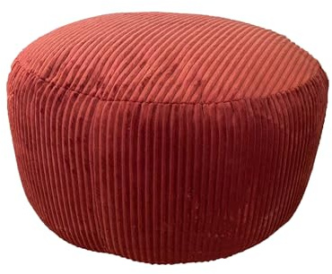 Relaxdays pouf, cord, H x D: 25 x 35 cm, polystyrene filling, round floor cushion, living room stool, seat pouf, rust