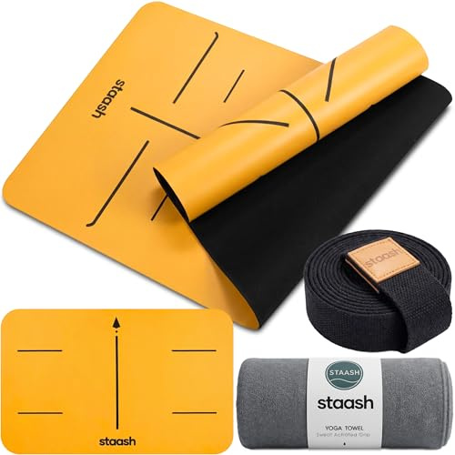 STAASH Yogamatte Set 4-teilig – rutschfest, Naturkautschuk 4,5 mm