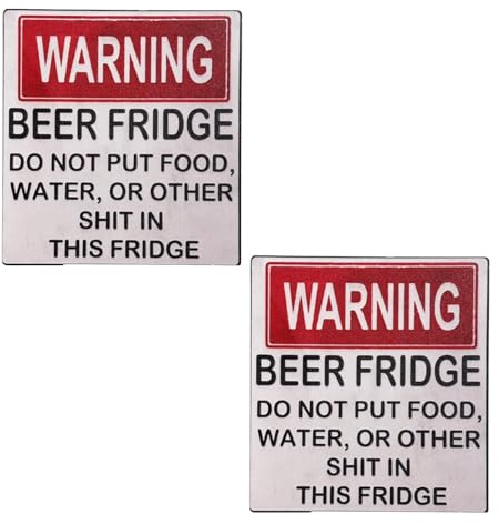2 Pcs Warning Beer Fridge Magnet Funny Warning Sign Beer Stickers Magnet Stickers DO NOT Put Food,Water,OR Other Shit in This Fridge Refrigerator Magnets Kitchen Accessories