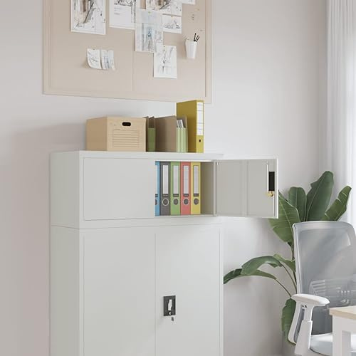 Fangmaliuyun Aktenschrank Hellgrau 90x40x40 cm, pulverbeschichteter Stahl, abschließbar, 30 kg pro Boden, Büro/Homeoffice/Werkstatt/Flur
