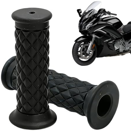 MUNZE Puños Moto, 1 Par De Puños De Goma Para Manillar Universal 22/24 Mm (7/8), Color Negro