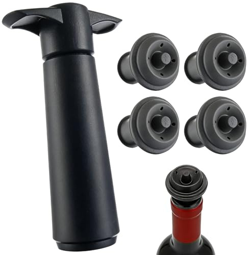 GSRIGW Pompe a Vide Bouteille de Vin avec 4 Bouchon Bouteille Vin | Bouchon Vin Vide Air, Conservation Manuel - Réutilisable