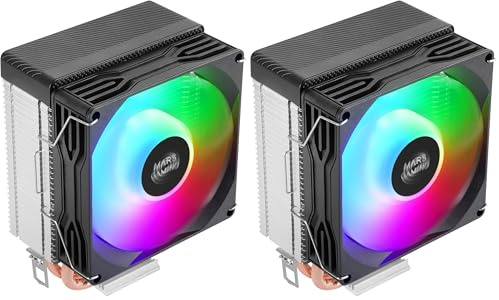 Mars Gaming MCPU-X2, Dissipatore CPU 150W TDP, 2x Heatpipes, Ventola PWM FDB, Illuminazione FRGB, Design Compatto SFF/Mini-ITX, Alette in Alluminio, Cooler PC con Compatibilità Intel e AMD, Nero