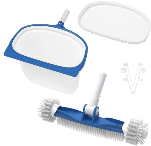 S-Union 2026 Nettoyage manuels pour Piscine, Kit de Nettoyage par Pinceau & Filet écumoire, Nettoyage Portable pour Petites piscines, Spa, ja-cuzzi, Bain à remous (sans poignée en Tube d'aluminium)