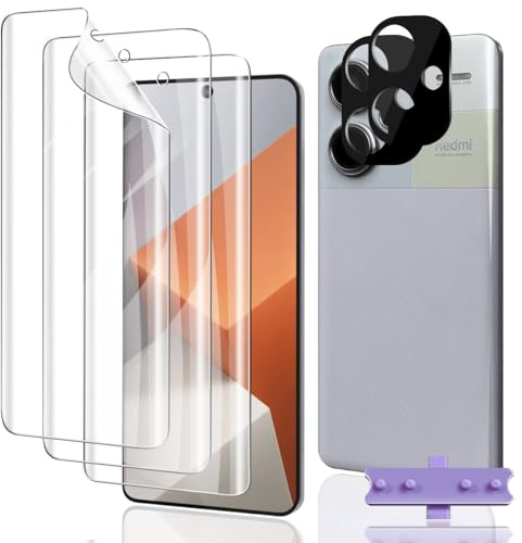 Euukzzea Protector de Pantalla para Xiaomi Redmi Note 13 Pro Plus/Note 13 Pro+ 5G, 3 Piezas películas protectoras flexibles de TPU 2 Piezas Protector de Lente de Cámara, Anti-Arañazo