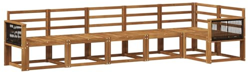 vidaXL Outdoor-Sofagarnitur 6 pcs Natur Massivholz Akazie, Garten, modernes, wetterfestes Ecksofa, Sitzgelegenheit für draußen, Terrassenmöbel, entspannendes Set