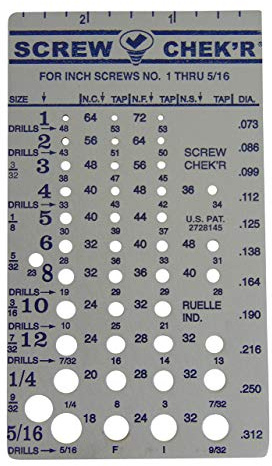 Ruelle Screw Chek'r SAE/Inch - Size Gauge No. 1-5/16 - 1/8 Heavy Gauge Steel - Made in USA