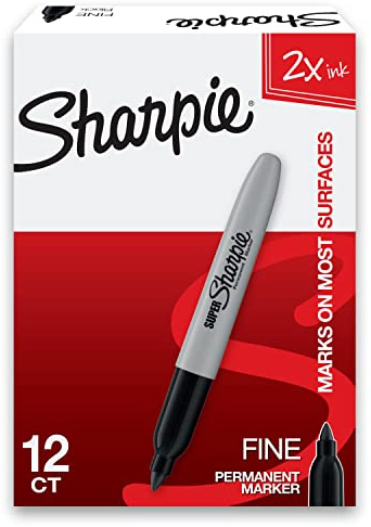 Sharpie Super Permanent Markers, Fine Point, Black, 12 Count - Quick Drying, For Classroom, Poster Boards, Office, Home, Teacher Supplies