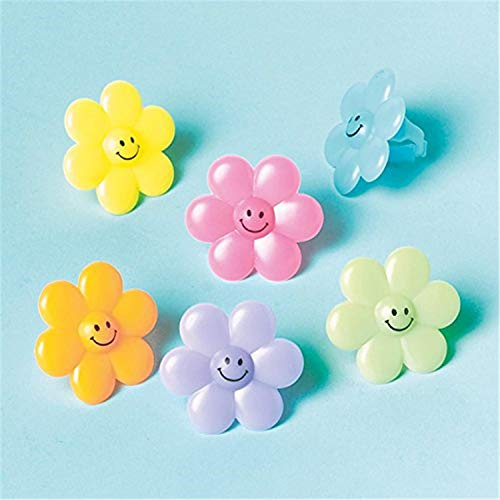 Amscan INT390174 - Blumenringe Mädchen, 24 Stück, Mitgebsel, Kindergeburtstag