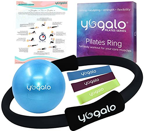 Pilates Ring – 35,6 cm Fitness Magic Circle, Übung Toning Widerstand Kreis, Oberschenkel Toner, Dual Grip Ring von yogalo Pilates Serie, schwarz