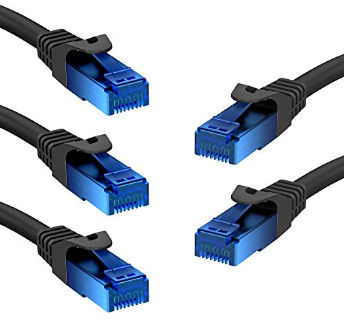 KabelDirekt Netzwerkkabel – Überträgt maximale deutsche Glasfaser-Geschwindigkeit – Netzwerk, Ethernet Kabel, LAN & Patch Kabel – 5x 1,5m – In 0,25-30m – Gigabit-Netz, Router/Modem, RJ45 (schwarz)
