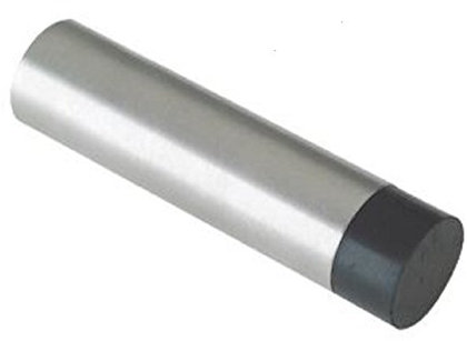 Stainless Steel Concealed Fix Cylinder Pattern Wall/Skirting Mounted Door Stop without Rose - 74mm Projection (Satin Stainless Steel)