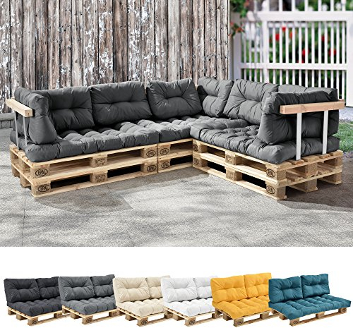[en.casa] 1x Sitzkissen Comfy für Euro-Paletten-Sofa Palettenkissen Auflage In/Outdoor Polster-Kissen Hellgrau