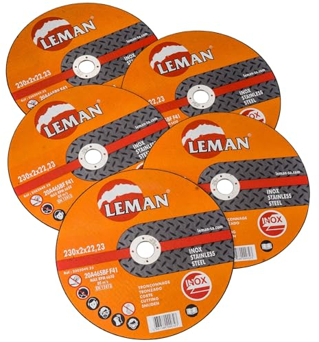Leman 04307 Lot de 5 Disques fins à tronçonner en Fer ø 230 mm