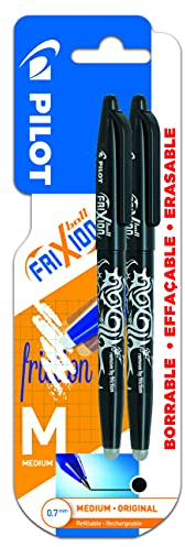 Pilot Spain Frixion Ball Kugelschreiber, radierbar, Schwarz, 2 Stück
