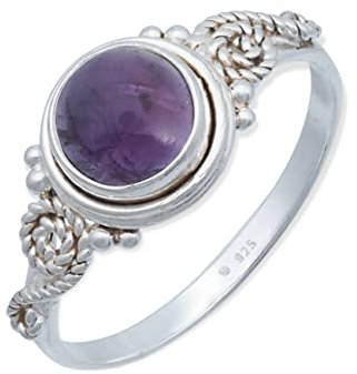 mantraroma Ring Silber Damen Amethyst Edelstein lila ausgefallen verspielt