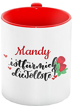 Tasse mit Namen und Lettering-Text - Mandy ist für mich die Tollste - für Verliebte | Liebes-Tasse für Paare | Freundschafts-Tasse