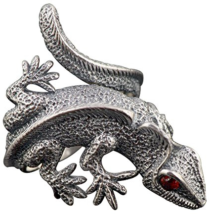 Vintage Echt 925 Sterling Silber Eidechse Ring Designer Schmuck für Herren Damen Offen und Verstellbar
