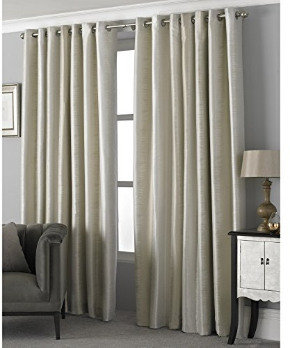 Riva Home - Hurlingham Ringtop Eyelet Curtains (Pair) - Champagne Beige - Modern Shimmer Fabric - Ready Made - Room Darkening - 100% Polyester - 229cm width x 229cm drop (90 x 90 inches)