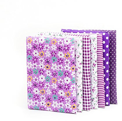 RayLineDo® 7pcs 50 * 50cm Different Pattern Patchwork Fabric Craft Printed Cotton Material Mixed Squares Bundle Quilting Scrapbooking Sewing Artcraft DIY Fabric Purple Series
