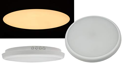 ChiliTec LED Deckenleuchte mit Bewegungsmelder 26cm IP54 Innen Aussen - Präsenzmelder Dämmerungssensor - 16W 1500Lm 40mm Flach - Rund Feuchtraumleuchte HF Radar Sensor 3000k Warmweiß