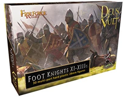 FIREFORGE GAMES Deus Vult Foot Knights XI-XIIIc - 30-teiliger 28 mm Mittelalter-Fußritter Bausatz aus Kunststoff