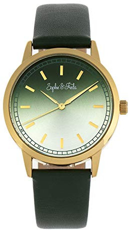 Sophie and Freda San Diego Women's Quartz Green Genuine Leather Gold Watch SAFSF5103