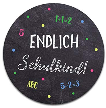 Nastami 50 x Sticker Endlich Schulkind Schulanfang Einschulung Aufkleber