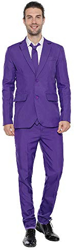 EraSpooky Mens Suits for Party Solid Color Leisure Suit Include Jacket Pants Tie Purple