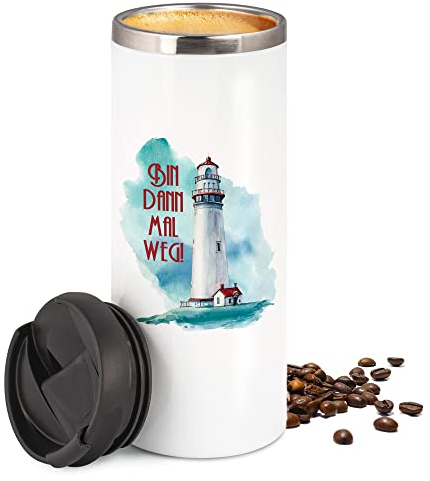 GRAZDesign Thermobecher Kaffeebecher Leuchtturm mit Spruch, Coffee to go Becher, Geschenk für Mama, Freundin, Kollegin, maritim, 450 ml Travel Mug Weiß