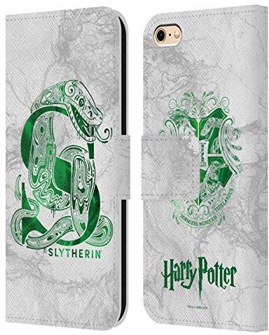 Head Case Designs Offizielle Harry Potter Slytherin Aguamenti Deathly Hallows IX Leder Brieftaschen Handyhülle Hülle Huelle kompatibel mit Apple iPhone 6 / iPhone 6s