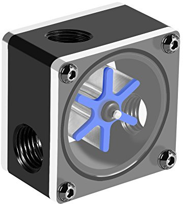 Goshyda Durchflussmesser-Anzeige für PC-Wasserkühlsystem G1/4-Gewinde, 6 Laufräder 3-Wege-Durchflussmesser