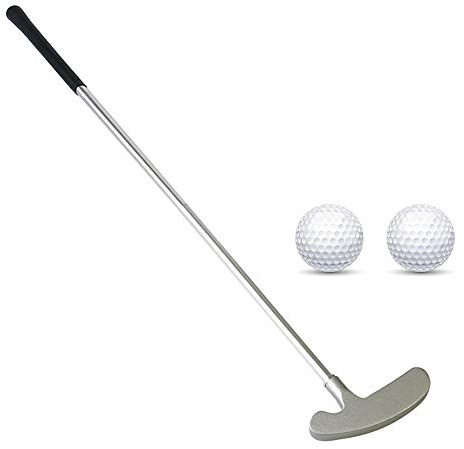 Golfputter, tvåvägs golfputter för män höger/vänsterhänta inomhus/utomhus mini barnklubb golfset – robust putteraxel med 2 övningsgolfbollar i plast för alla puttande gröna mattor hemmakontor
