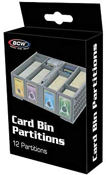 BCW Collectible Card Bin Partitions -Gray | Dividers for BCW Card Bins & 6 Drawer Card Catalog | Divide and Organize Your Trading Card Collection | Visible Sections, Adhesive Label-Friendly