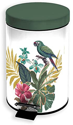 Douceur d'Intérieur, Poubelle à Pédale (3 l) Equatorial Vert, Métal Imprimé