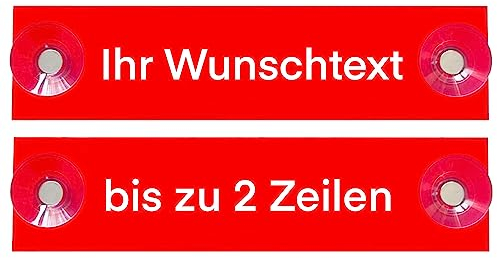 Hinweis Schild Saugnapfschild Wunschtext Gravur Rot Kunststoff 200x50mm (IHR WUNSCHTEXT)