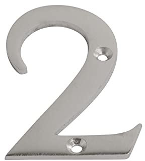 SISI UK® Satin Chrome Front House Door Numbers & Letters 3'' with Screws (Number 2)