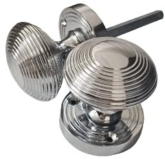 Haven Heritage ® Internal Ribbed Round Sprung Mortise Door Knob in Polished Chrome - Rose Diameter Approx 56mm 1 x Pair
