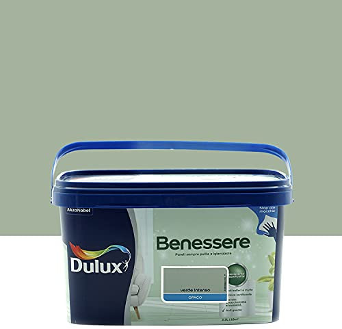 Dulux Benessere Pittura Colorata all'Acqua per Interni Superlavabile Anti Muffa Anti Batteri con Ioni D'Argento, 2.5 Litri, Verde Intenso, 2.5L