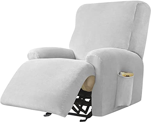 JHLD Stretch Sesselbezug Relaxsessel, Samt Ruhesessel Bezug 1/2/3 Sitzer Relaxsessel Bezug Weiche Ruhesessel Bezüge Anti-rutsch Mit Elastischem Boden Für Kinder Haustiere-hellgrau-1 Sitzer