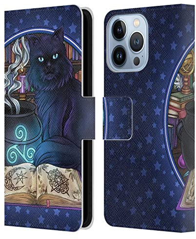Head Case Designs Officially Licensed Brigid Ashwood Black Cat Magic Cats Leather Wallet Case Compatible With Apple iPhone 13 Pro
