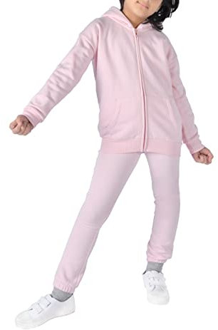 M17 Kids Unisex Zip Through Hoodie Long Sleeve Hooded Sweatshirt Jacket Top With Pocket - Pink - (13-14 Years)