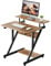 Dripex Computertisch mit Rollen Z-förmiger Schreibtisch, Mobiler Laptoptisch mit Regalen für kleine Räume, Home Office 70x60x73CM Dunkelbraun