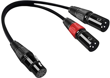 F Fityle Dual DMX 3 Pin Stecker auf XLR 5 Pin Buchse Kabel Licht Mikrofon Konverter Adapterkabel Y Splitter für Lautsprecher Aufnahmestudio, 1,5 Meter