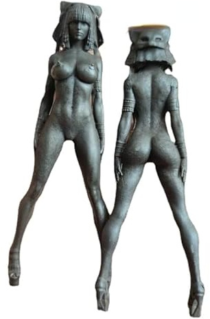 1 x 12 cm nackte vollbusige Schönheitsmädchen-Statue, schwarzes Messing, sexy Königin-Figuren, Miniaturen, Körperkunst, Handwerk, Heimbüro, Schreibtisch-Ornamente, Dekoration