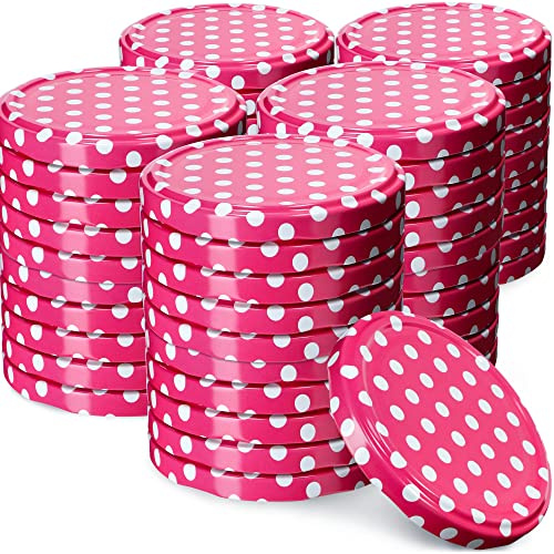 KADAX 50er Set Schraubdeckel TO66 ⌀ 66mm Rosa Gepunktet – Twist-Off Ersatzdeckel für 235-900ml Einmach- & Marmeladengläser | Luftdicht & Spülmaschinenfest